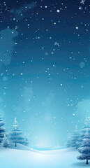 Blue winter Christmas background with snowflakes, light, stars. Generative AI