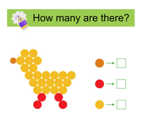 Math activity for kids. Number range up to 25. Cartoon bird