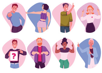 People point with finger in various directions.