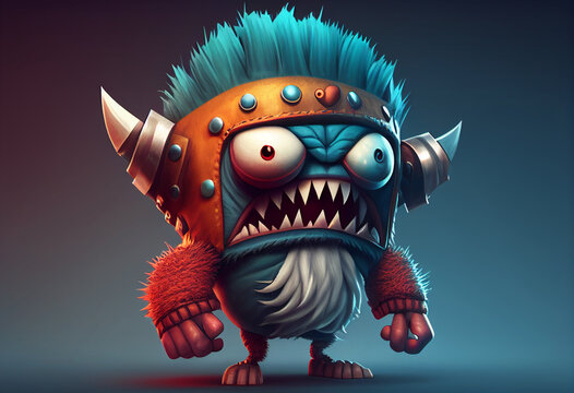 Creature in armor on a monochrome background. AI Generated