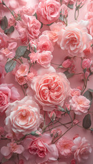 Garden roses bloom in a sea of delicate petals, exuding romantic charm for a perfect valentine's day floral design