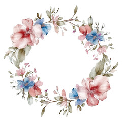 Fototapeta premium watercolor frame flowers, illustrations in handmade watercolor style on a white background, generative ai 