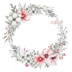 watercolor frame flowers, illustrations in handmade watercolor style on a white background, generative ai	
