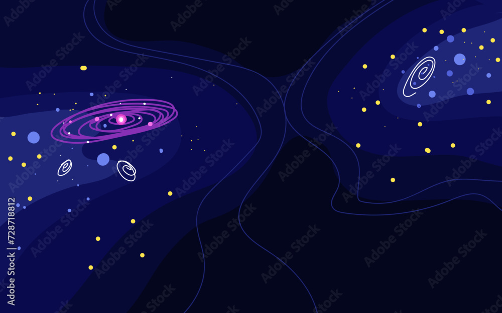 Sticker vector space background . cute flat style template with stars in outer space