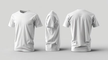 White t shirt blank isolated on white background. Tshirt design mockup presentation for print.