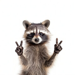 Playful Raccoon with a Cheeky Gesture
