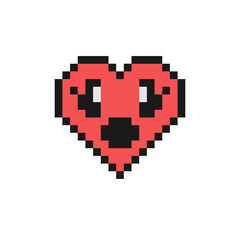 Obraz premium Surprised face with open mouth illustration. Pixel style emoji 90s.