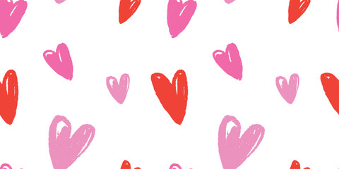 seamless pattern hearts vector illustration love valentines wallpaper textile pink, red, peach colors