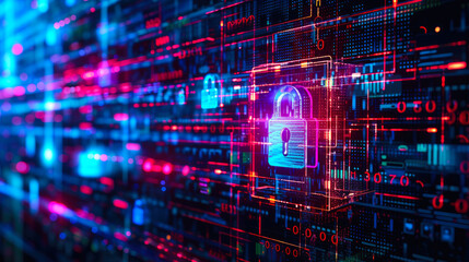 Obraz premium Guardians of the Virtual Realm: Cybersecurity Defense
