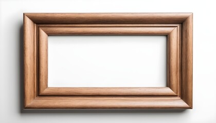 Thicc empty wood frame on white background 