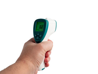 Non-contact electronic thermometer for measuring body temperature. Electronic thermometer close-up.