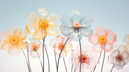 3D Vibrant glass flowers