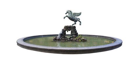 old statue Pegasus Fountain isolated png	