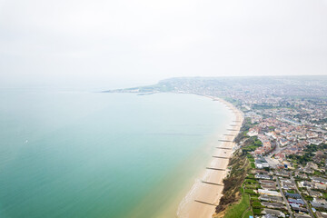 beautiful aerial view of the Swanage, coastal town on Dorset England