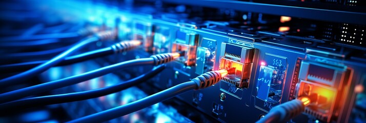 electronic connection with data transfer, network and communication