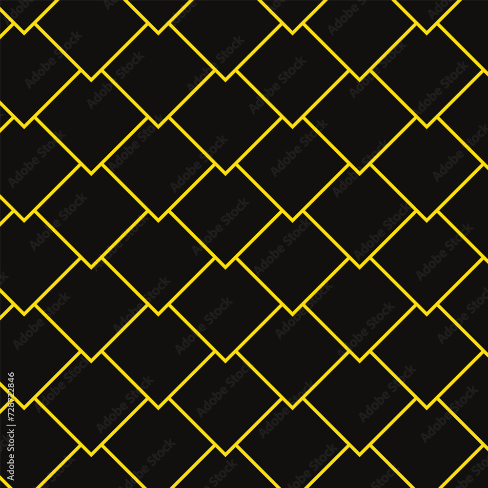Poster abstract seamless repeatable yellow corner line pattern on dark.