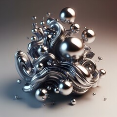 abstract silver and swirl 3d liquid. Liquid 3d fonts. 