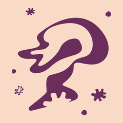 Stylized silhouette of person's profile surrounded by abstract figures