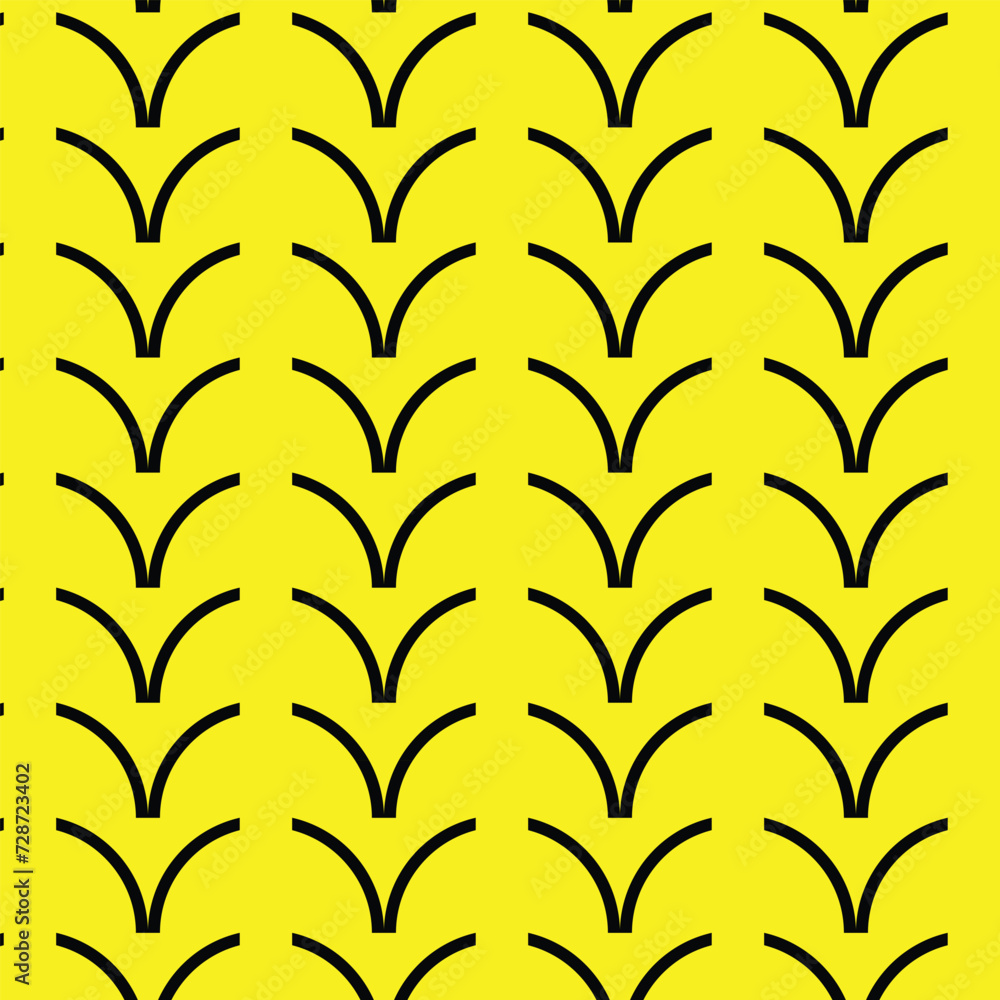 Poster abstract seamless repeatable black circle shape pattern on yellow.