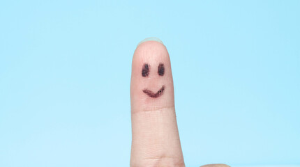 fingers with happy faces like family or friends, fingers with smiling emojis, fingers with faces