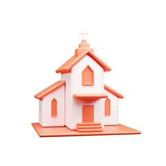 Church 3d illustration or Church 3d icon

