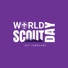 World Scout Scarf Day. Background, web banner, card, poster, t-shirt with text inscription, World Scout Day illustration banner, holiday idea template for World Scout Day celebration.
