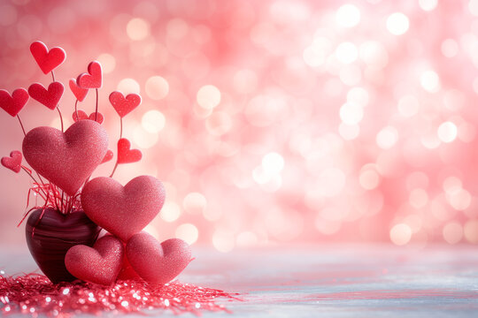Space for text in a romantic Valentine's themed background with decorative hearts