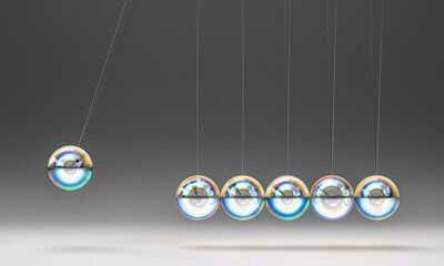 newton crystal cradle with refractions.