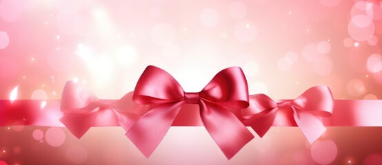 A bold and eye-catching red bow stands out against a soft pink background.