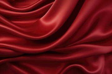 A detailed view of a close up shot showcasing the texture and vibrant red color of a silk fabric.