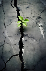 Breaking the green plant out of the ground.