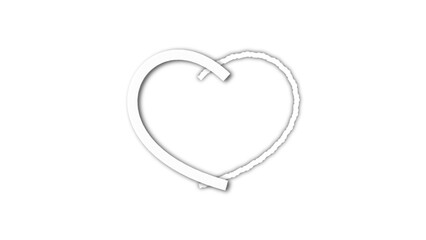 white line heart shape valentines day festival. on the blank background