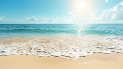Fototapeta na wymiar Clean sunny summer beach background. A horizontal banner with a summer ocean, sea, sun, clouds, waves.