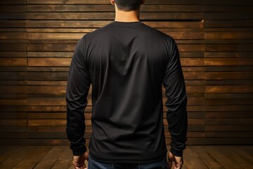 minimalistic design Blank black shirt mock up template, front and back view, isolated on white,