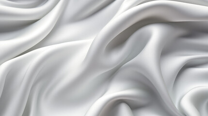 Fototapeta premium Texture détaillée de drap de soie ondulé blanc. Fond satiné soyeux et délicat.