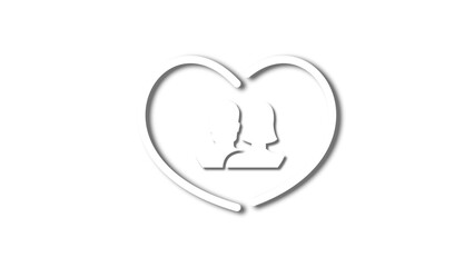 white line heart shape valentines day festival. on the blank background