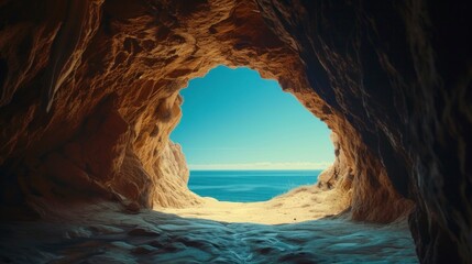 beautiful hidden cave with good lighting in front of the beach