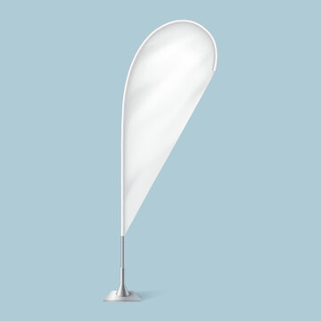 Flattering blank textile flag on metal pole illustration