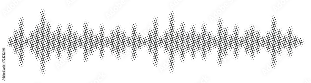 Poster sound wave icon halftone texture vector design horizontal dotted in black color