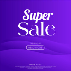 Abstract purple background with waves, Super sale banner