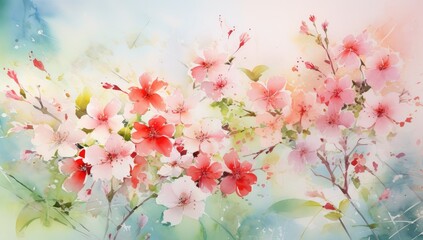 Whispers of Spring: Ethereal Watercolor Blossoms in Pastel Hues - Generative AI