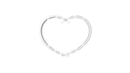 white line heart shape valentines day festival. on the blank background