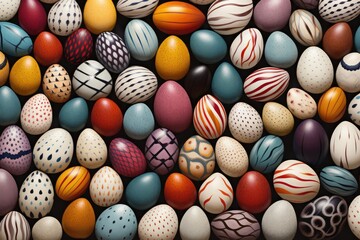 Fototapeta na wymiar Kaleidoscope of Easter Eggs: A Rich Tapestry of Springtime Hues - Generative AI