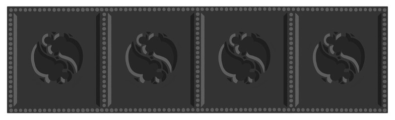 Gothic balustrade stylized drawing. Stone decorated wall illustration. Medieval ornamented railing.