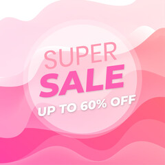 Abstract background with bubbles, Pink background, Super sale up to 60% off