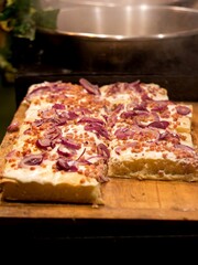 Hungarian focaccia kenyérlángos in the Christmas market 02