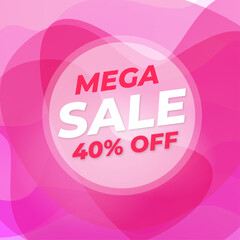 Abstract background with bubbles, Pink background, Mega sale up to 40% off