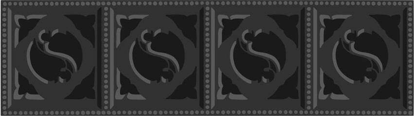 Gothic balustrade stylized drawing. Stone decorated wall illustration. Medieval ornamented railing; vector