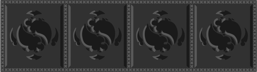 Gothic balustrade stylized drawing. Stone decorated wall illustration. Medieval ornamented railing; vector