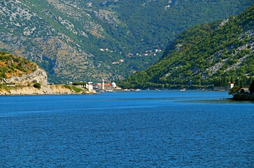 View of the Bay of Kotor of the Adriatic Sea, beautiful sea and mountain landscape